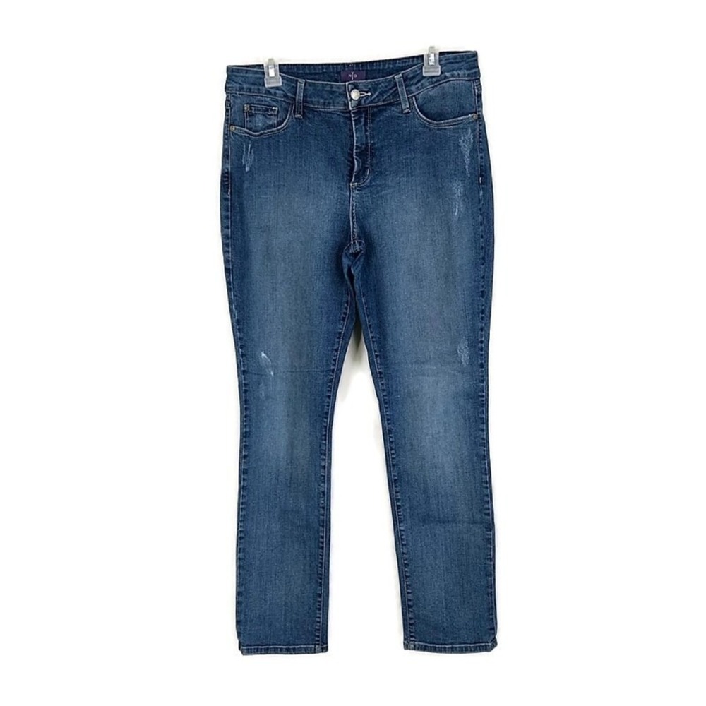 NYDJ Boyfriend Jeans Medium Wash Faded Denim Lift Tuck Technology sz 12